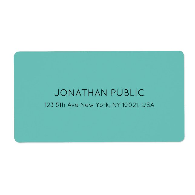 Custom Light Teal Blue Green Shipping Address Label (Front)