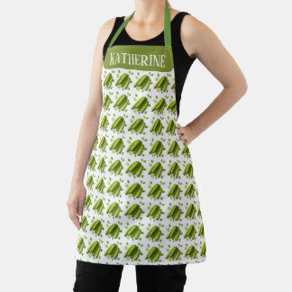 Custom Light Vegetable Cucumber Floral Pattern Apron