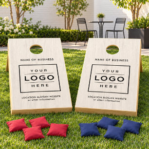Custom Light Wood Business Name Logo Cornhole Set