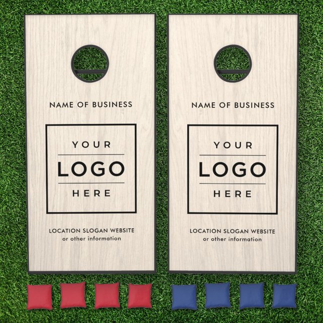 Custom Light Wood Business Name Logo Cornhole Set (Creator Uploaded)