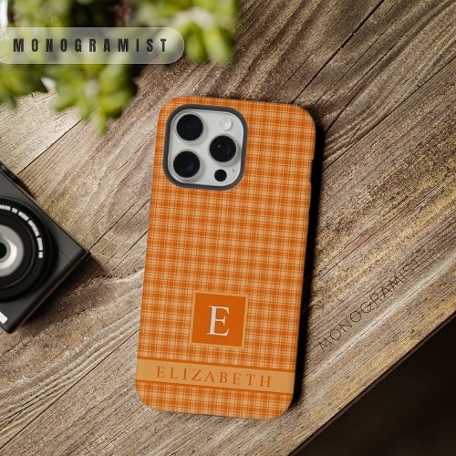 Custom Light Yellow Dark Orange Checkered Pattern iPhone 15 Pro Max Case