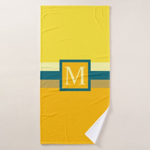 Custom Light Yellow Dark Orange Color Block Bath Towel