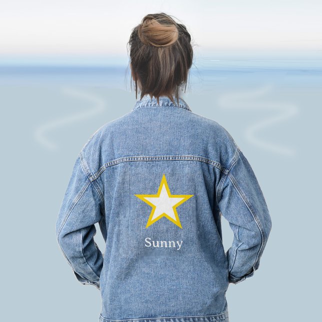 Custom Light Yellow Star Denim Jacket (Creator Uploaded)