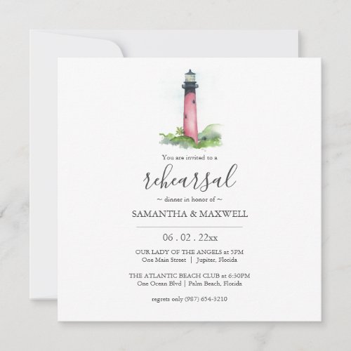 Custom Lighthouse Rehearsal Dinner Invitations