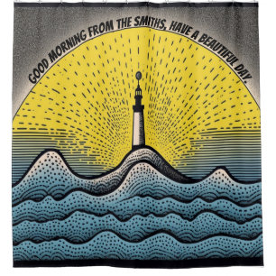 Custom lighthouse your own words personalised sea shower curtain