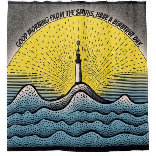 Custom lighthouse your own words personalized sea  shower curtain