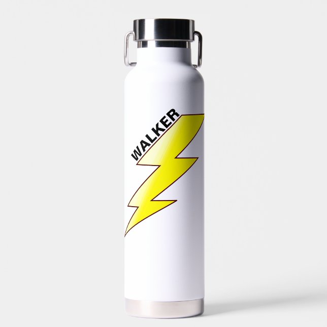Custom Lightning Bolt for Boys - Personalized Name Water Bottle (Front)