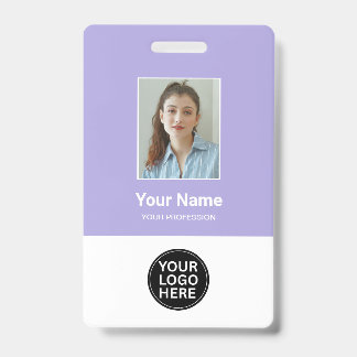 Custom Lilac Employee Photo ID Logo Name Badge