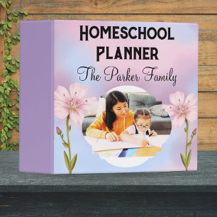 Custom Lilac Floral homeschool Girls, Moms Name 3 Ring Binder