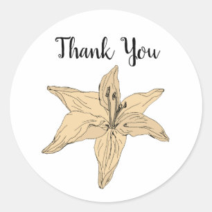 Custom Lily Flower Painting Thank You Classic Round Sticker