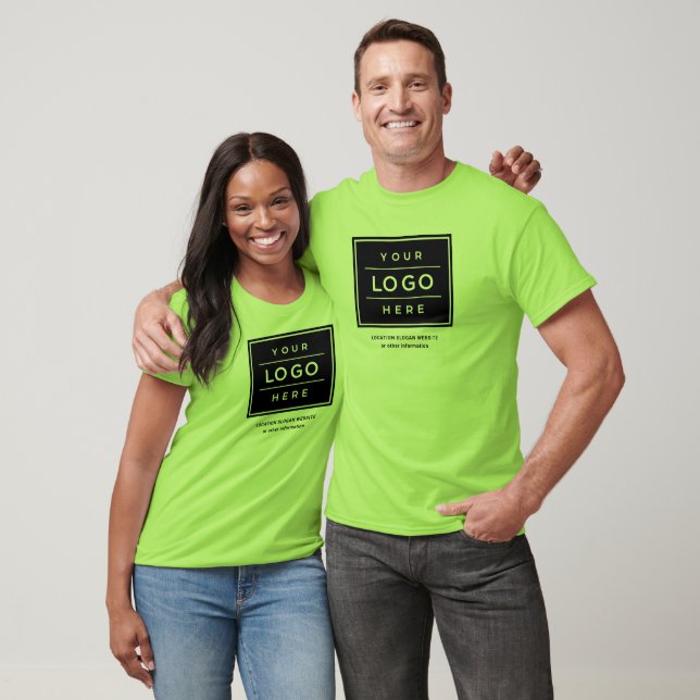 Custom Lime Green Business Name and Logo Branded T-Shirt (Unisex)