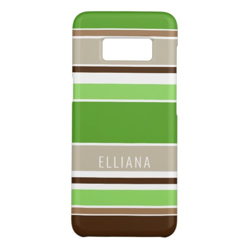 Custom Lime Green Dark Brown Beige White Stripes Case_Mate Samsung Galaxy S8 Case