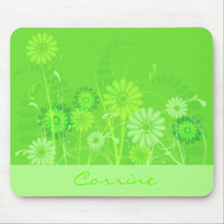 Custom Lime Green Floral Mousepad