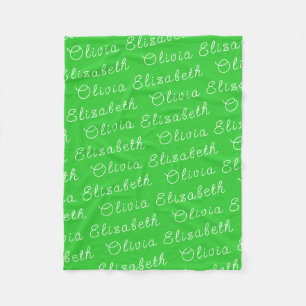 Custom Lime Green Personalized Baby Girl Gift Fleece Blanket