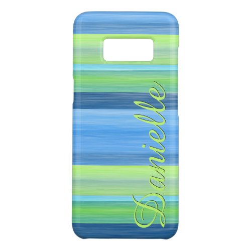 Custom Lime Green Turquoise Watercolor Stripes Case_Mate Samsung Galaxy S8 Case