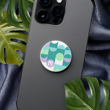 Custom Lime Green Violet Teal Blue Art Pattern Popsocket by All_In_Cute_Fun at Zazzle
