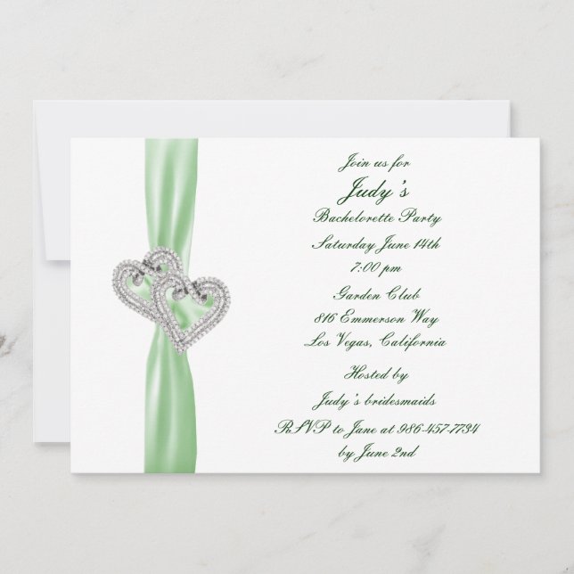 Custom Lime Hearts Bachelorette Party Invitation (Front)