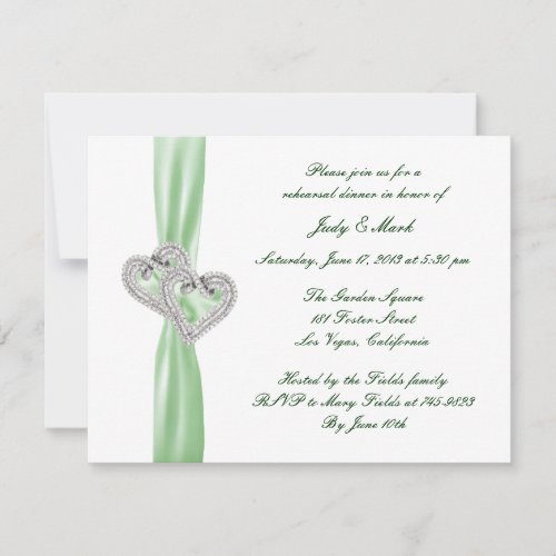 Custom Lime Hearts Rehearsal Dinner Invitation