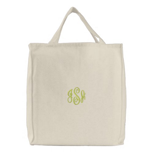 Custom Lime Monogram Embroidered Bag