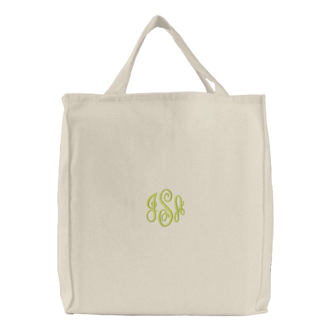 Custom Lime Monogram Embroidered Bag (Front)