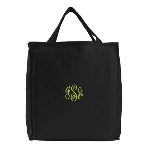 Custom Lime Monogram Embroidered Bag