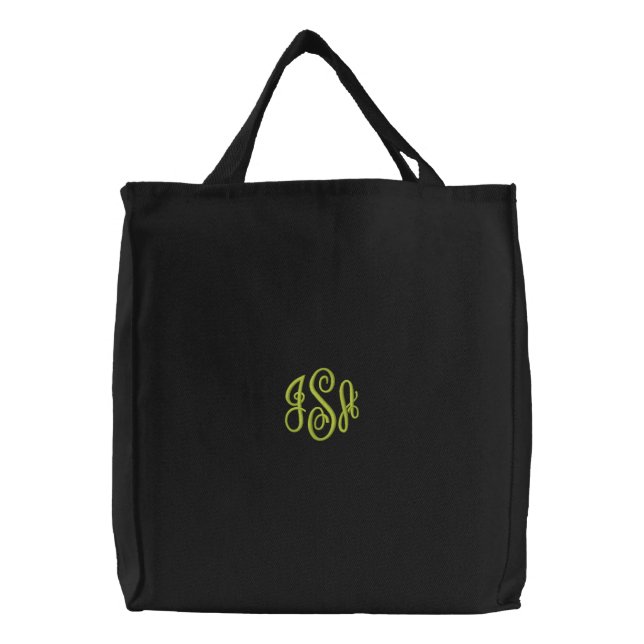Custom Lime Monogram Embroidered Bag (Front)