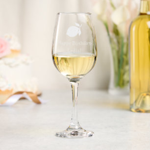 Custom Limoncello Birthday Etched Wine Glass