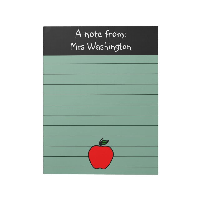 Custom Lined School Teacher's Apple Notepad Gift (Rotated)