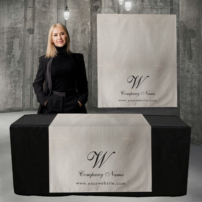 Custom Linen Business Table Runner Banner Script Tapestry (Custom Linen Business Table Runner Banner Script Tapestry)