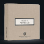 Custom Linen Design Portfolio Book 3 Ring Binder<br><div class="desc">Present your interior design projects with style and elegance using this custom linen design portfolio book binder. The front features a customizable window framed in charcoal gray, allowing you to showcase your name or project title. The filigree emblem logo in the lower thirds adds a touch of luxury and professionalism....</div>