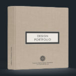 Custom Linen Design Portfolio Book 3 Ring Binder<br><div class="desc">Present your interior design projects with style and elegance using this custom linen design portfolio book binder. The front features a customizable window framed in charcoal gray, allowing you to showcase your name or project title. The filigree emblem logo in the lower thirds adds a touch of luxury and professionalism....</div>