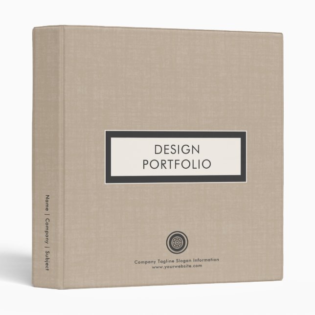 Custom Linen Design Portfolio Book 3 Ring Binder (Front/Spine)