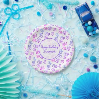 Custom Linked Pink Purple Blue Heart Pattern