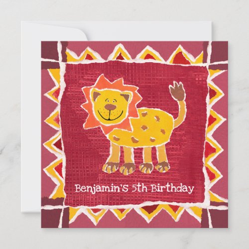 Custom Lion Collage Print Birthday Invitation