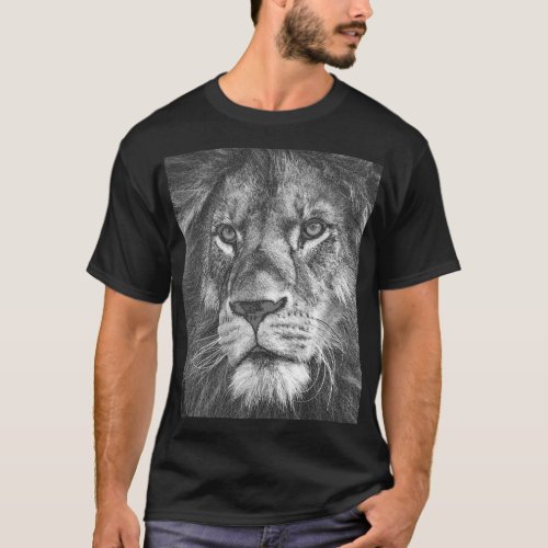 Custom Lion Face Template Mens Elegant Black T_Shirt