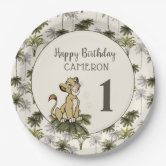 Lion Party Sturdy Paper Plates - Stesha Party - 1st birthday boy