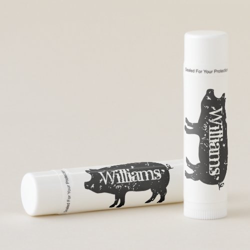 Custom lip balm stick with vintage pig logo