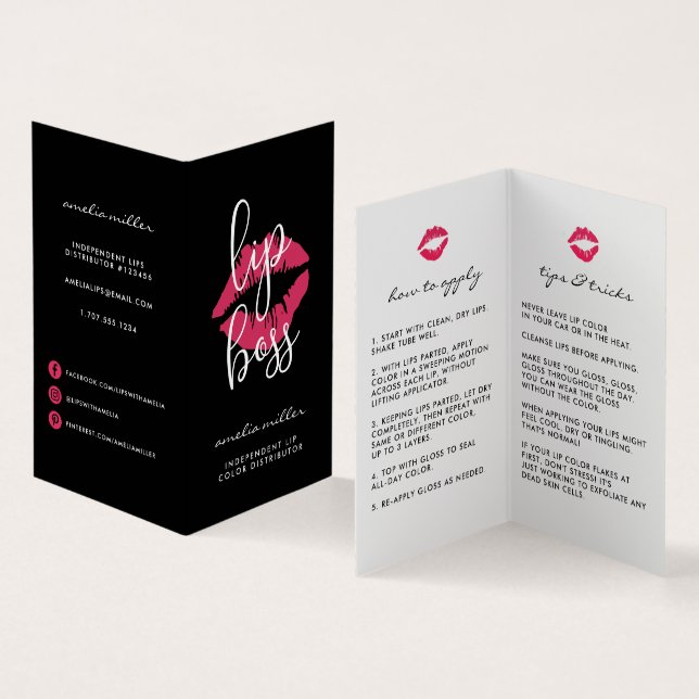 Custom Lip Product Distributor Tips & Tricks Business Card (Inside and Outside)