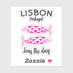 Custom Lisbon Portugal Coastal Travel Green Fish Sticker