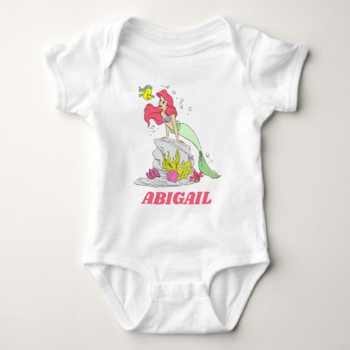 Custom Little Mermaid Ariel  Flounder T_Shirt Baby Bodysuit
