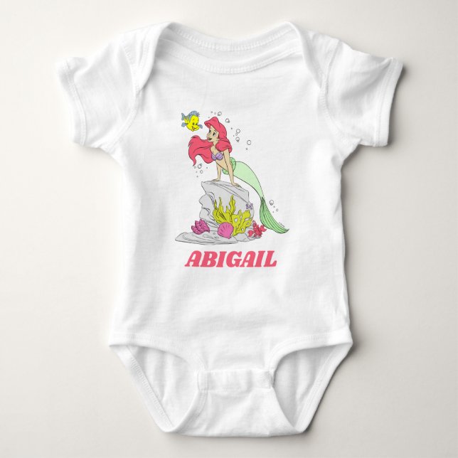 Custom Little Mermaid Ariel & Flounder T-Shirt Baby Bodysuit (Front)