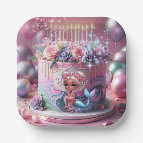 Custom Little Mermaid Birthday Plates