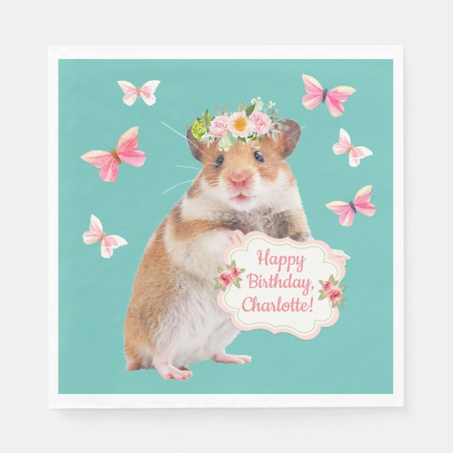 Custom Little Mouse/Hamster Birthday Napkins (Front)