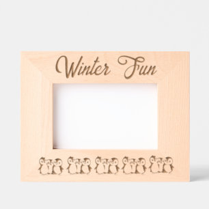 Custom Little Penguins, Winter, 6 x 4" Landscape   Engraved Frames