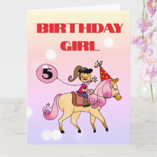 Custom Little Pony Girl 5th Birthday Card