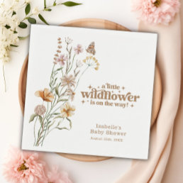 Custom Little Wildflower Girl Baby Shower Paper Napkins