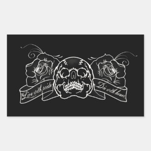 Custom Live With Pride Die With Honor Skull Roses Rectangular Sticker
