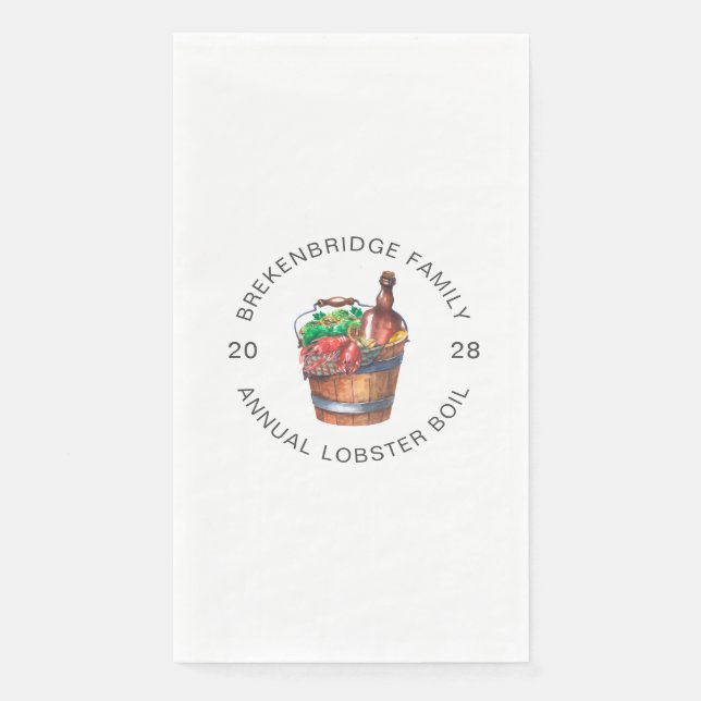 Custom Lobster Boil Annual Summer Party Paper Guest Towels (Front)