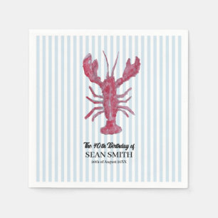 Custom Lobster Boil Nautical Blue Stripe Napkins
