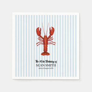Custom Lobster Boil Nautical Blue Stripe Napkins